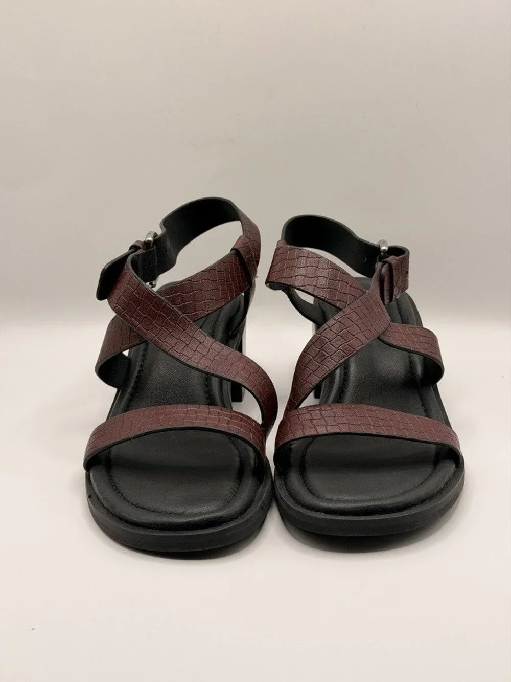 rag & bone Women Geo Winebktw Ankle Leather Strap Heel Sandal Sz EU 39.5 US 9.5